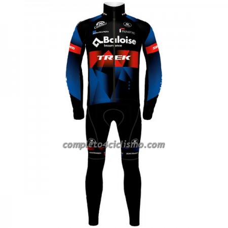 Completo Maglia ML + Pantaloncino con bretelle ML 2022 Baloise-Trek Lions Blue Rosso Nero